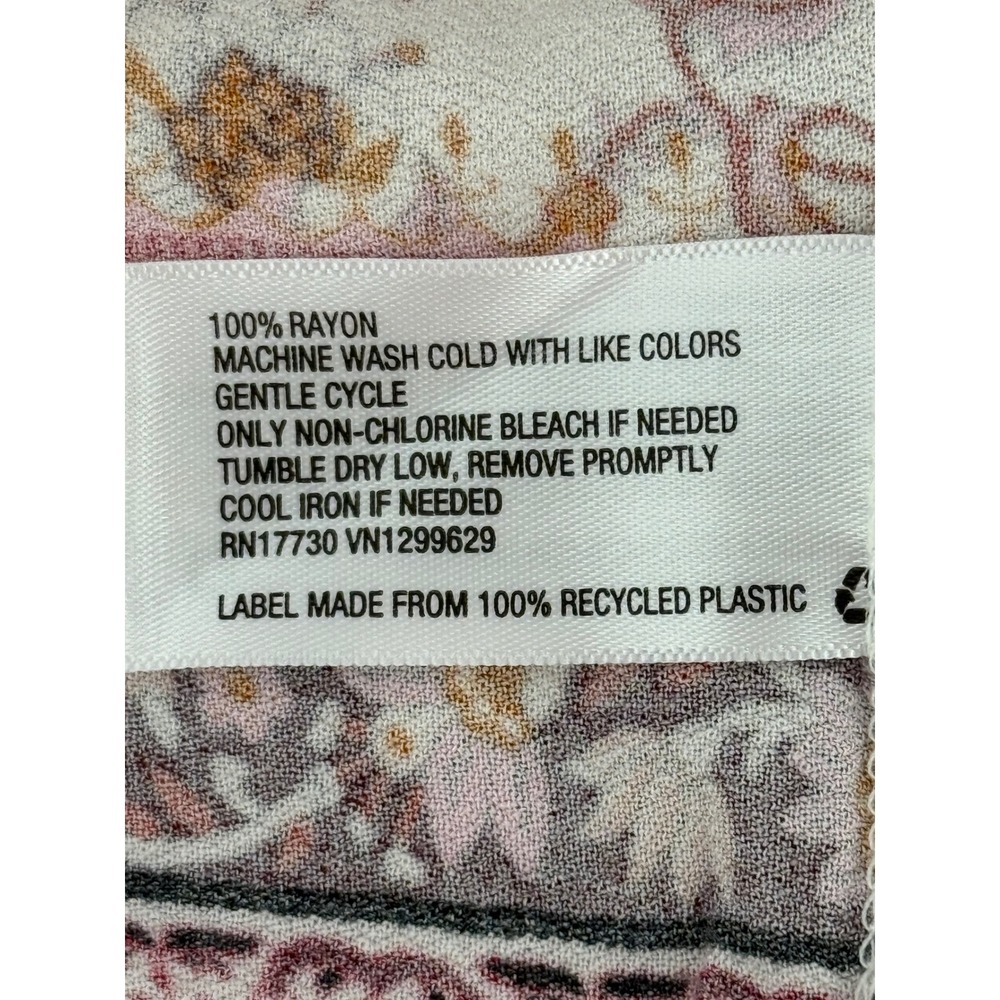 Knox Rose Womens Floral Babydoll Top Burgundy Pink V-Neck Short Sleeve Medium - Picture 9 of 9